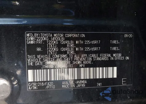 2021 Toyota Rav4 Hybrid Xle from USA, damaged, VIN JTMR6RFV7MJ003183